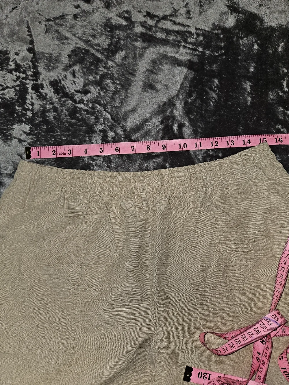 NWT H&M Womens Pull On Elastic-Waist Light Tan Wide Leg Linen Blend Pants SZ Med